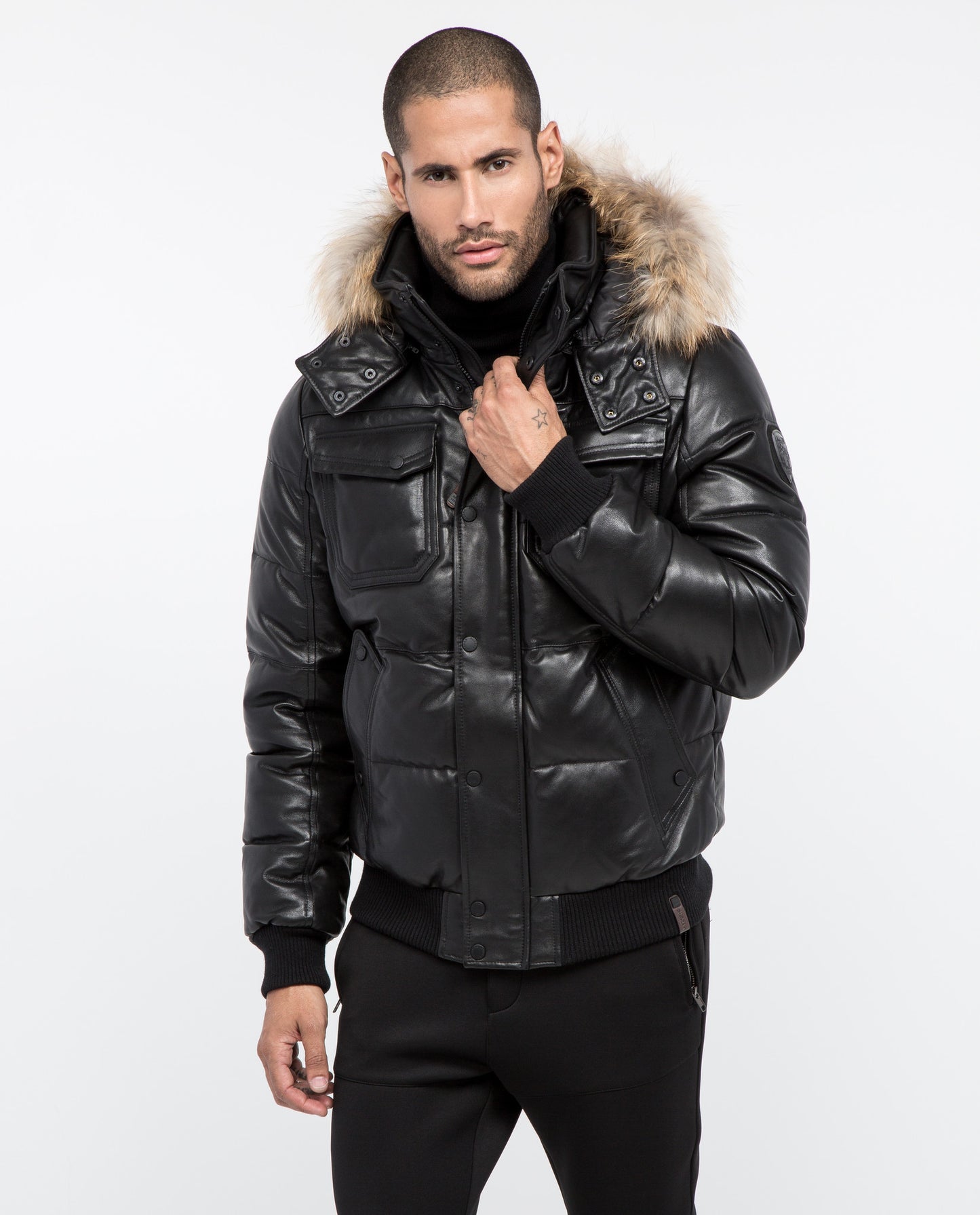 Viper Leather Bomber Jacket With Fur Trim - Dejavu NYC