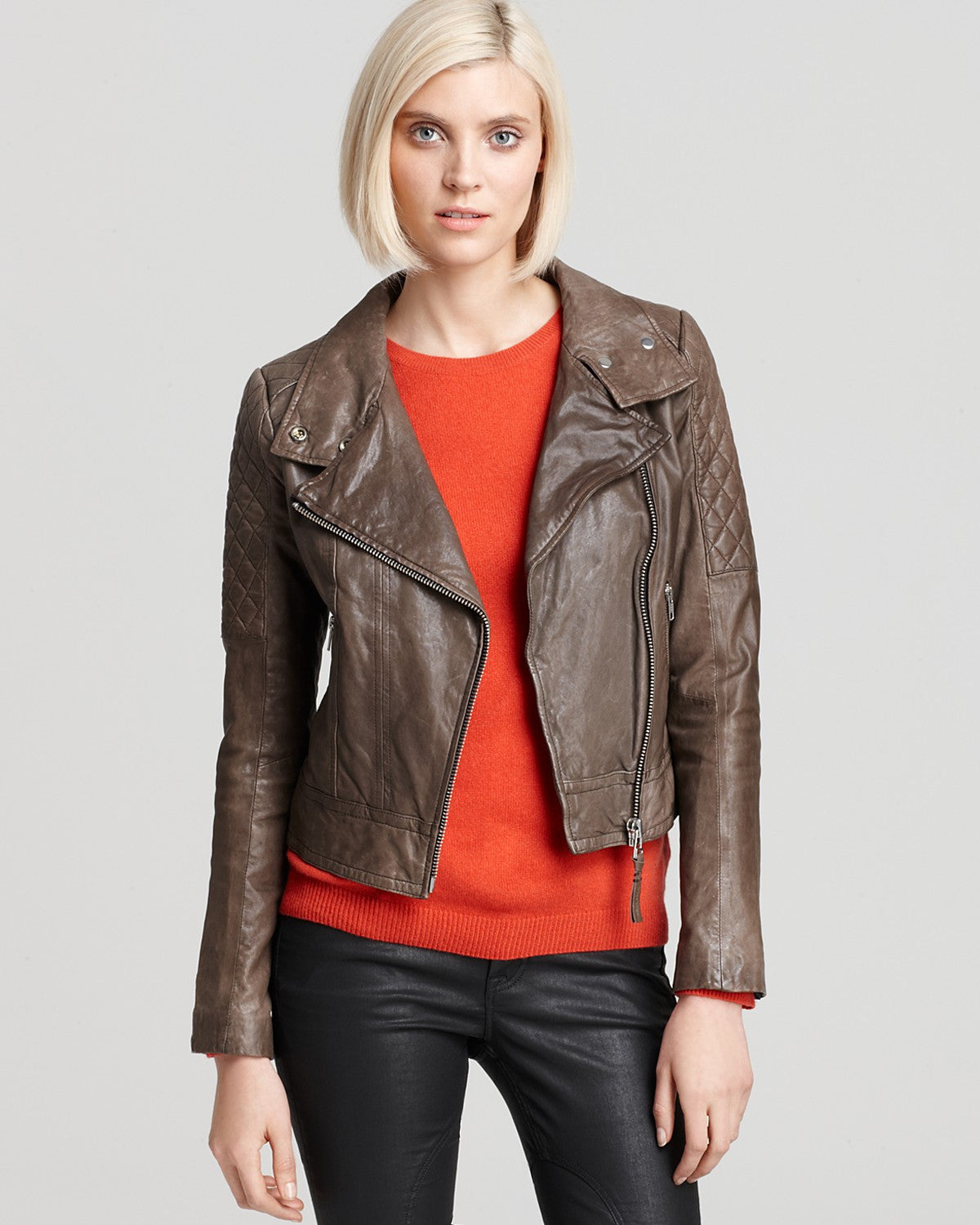Larissa Distressed Leather Biker Jacket - Dejavu NYC