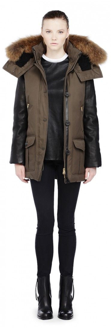 Cynthia Leather Sleeved Down Parka - Dejavu NYC