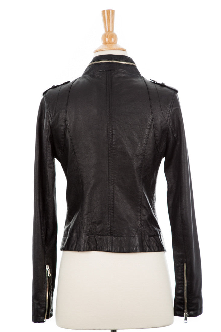 Washed Leather Biker Jacket - Dejavu NYC
