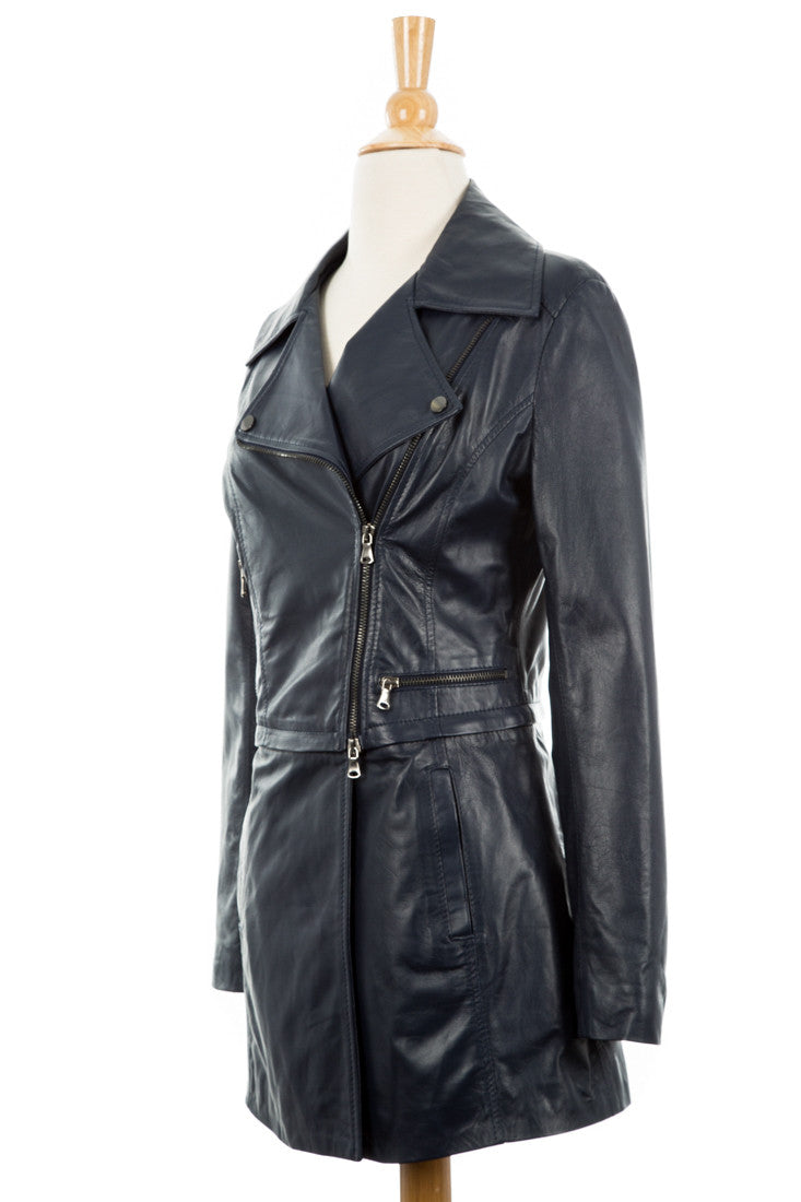 Vena Leather Convertible Trench/Biker Jacket - Dejavu NYC