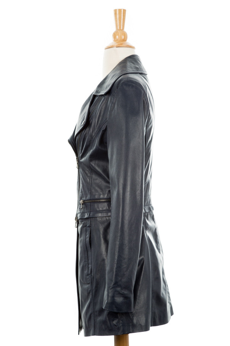 Vena Leather Convertible Trench/Biker Jacket - Dejavu NYC