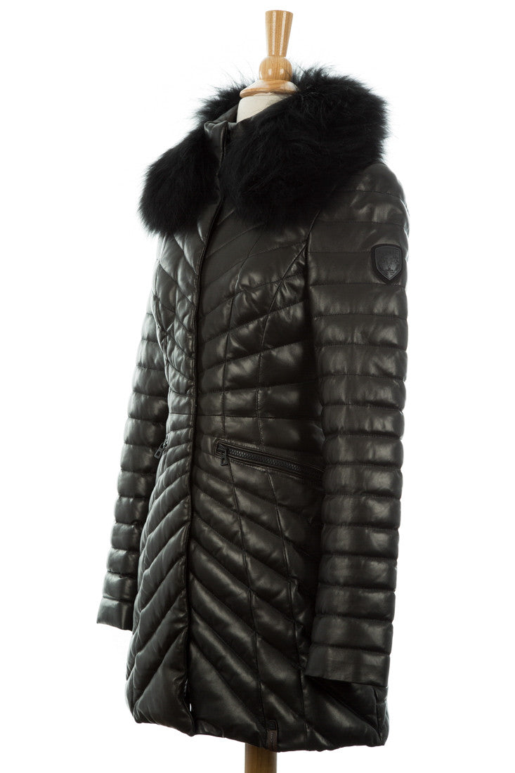 Iris Quilted Leather Puffer Coat - Dejavu NYC