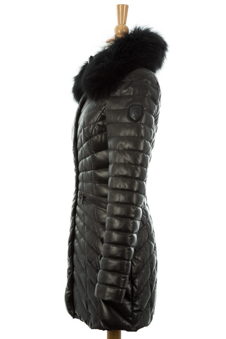 Iris Quilted Leather Puffer Coat - Dejavu NYC