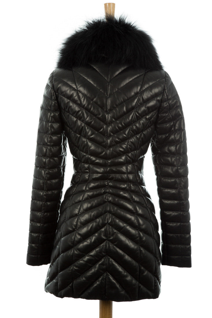 Iris Quilted Leather Puffer Coat - Dejavu NYC