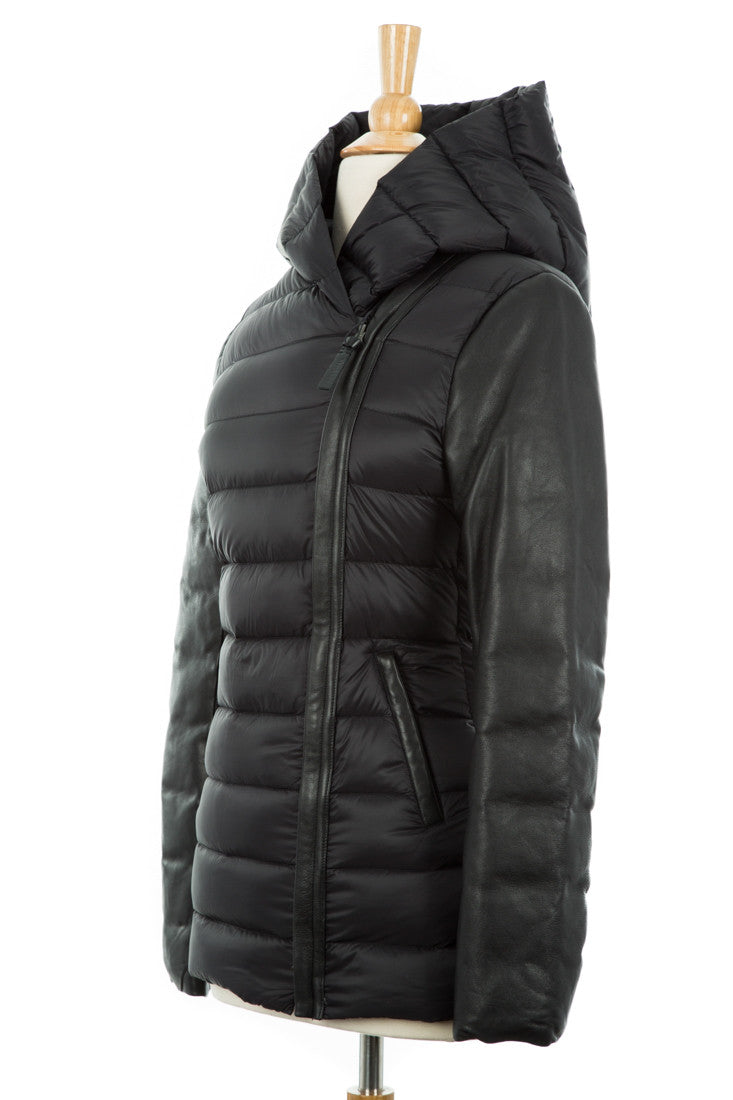 Rudy Down Jacket With Leather Trim - Dejavu NYC