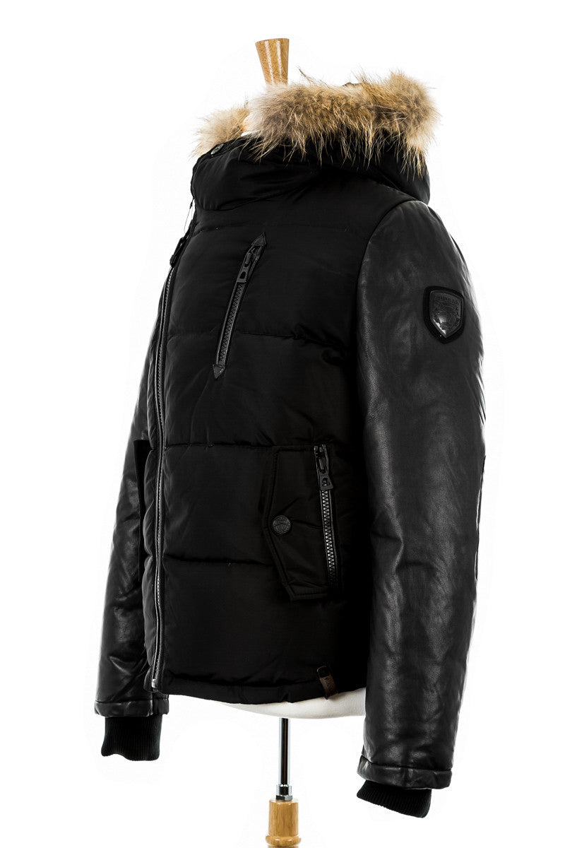 McQueen Leather Sleeved Bomber With Fur - Dejavu NYC