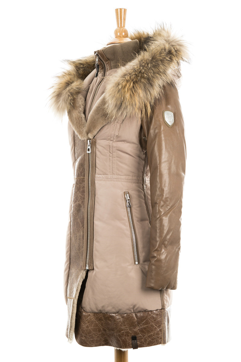 Colatina Leather Sleeved Parka With Fur Trim - Dejavu NYC