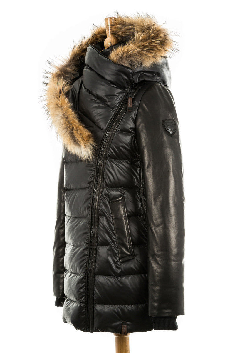 Roya Puffer With Fur Trim - Dejavu NYC