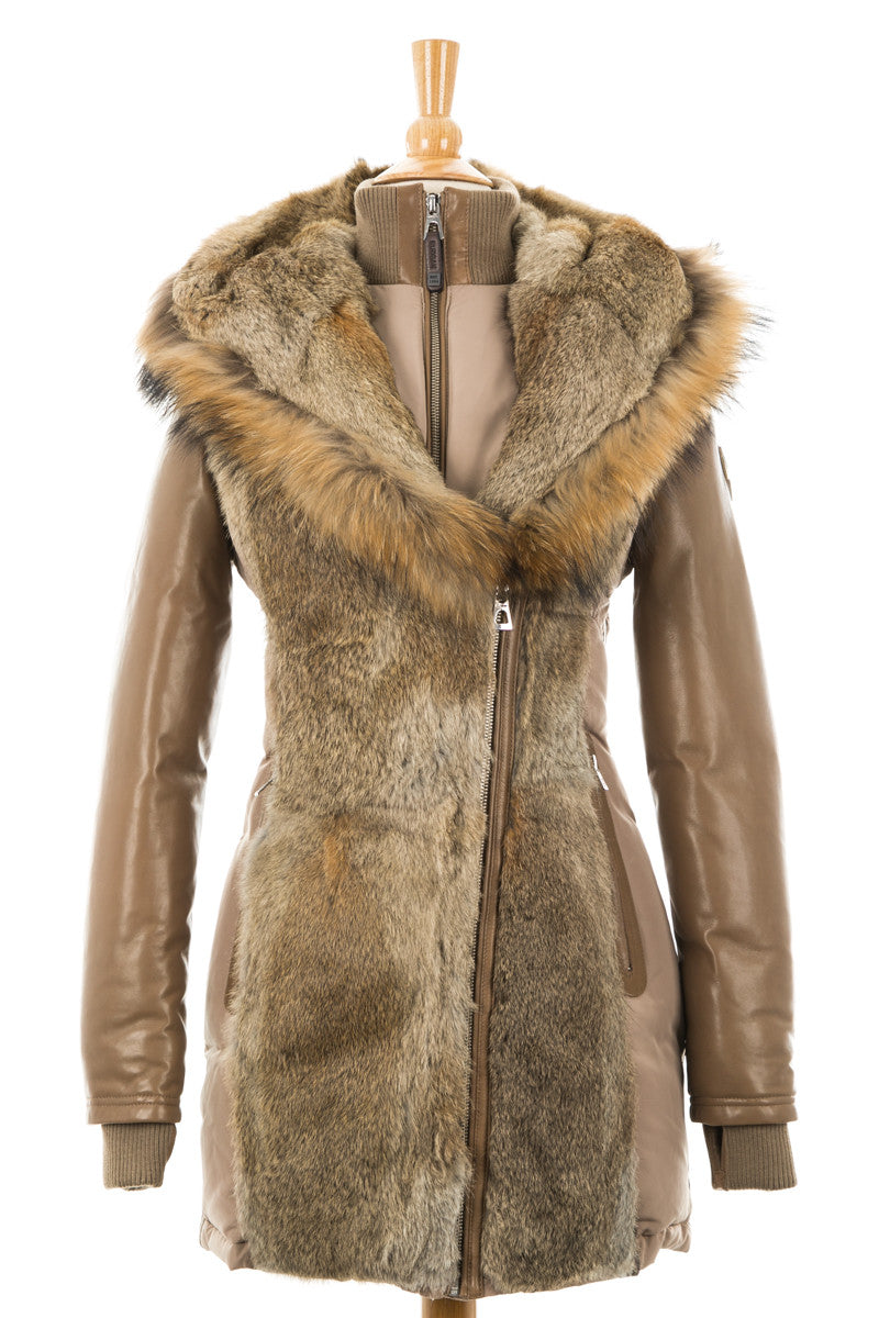 Arly Leather Sleeved Parka With Fur Trim - Dejavu NYC