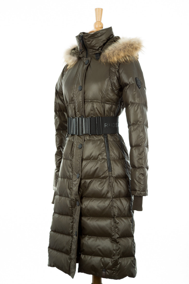 Genie Hooded Down Coat With Fur Trim - Dejavu NYC