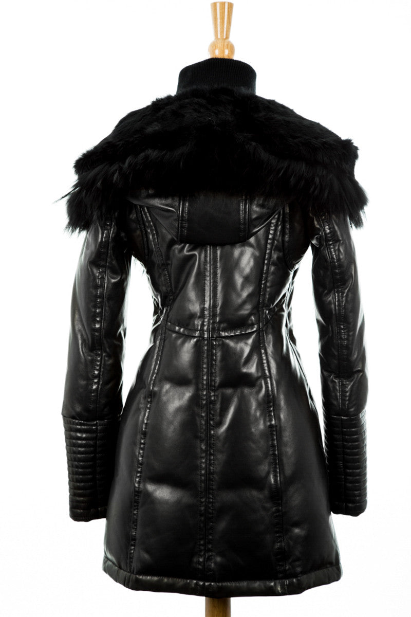 Adelyna Leather Coat With Fur Trim - Dejavu NYC