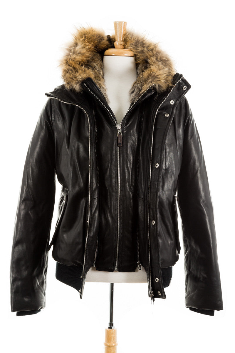 Crawley Leather Jacket With Fur Hood - Dejavu NYC