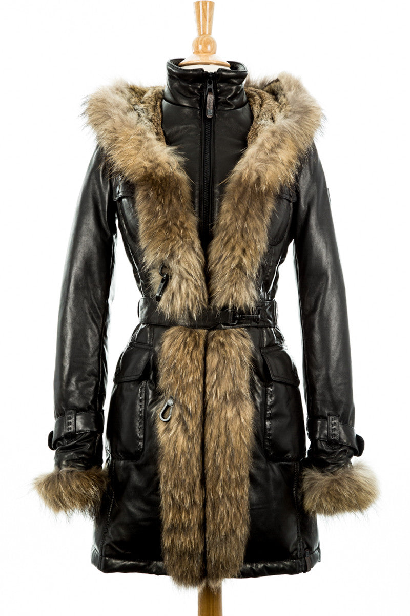 Rita Down Coat With Fur Hood - Dejavu NYC