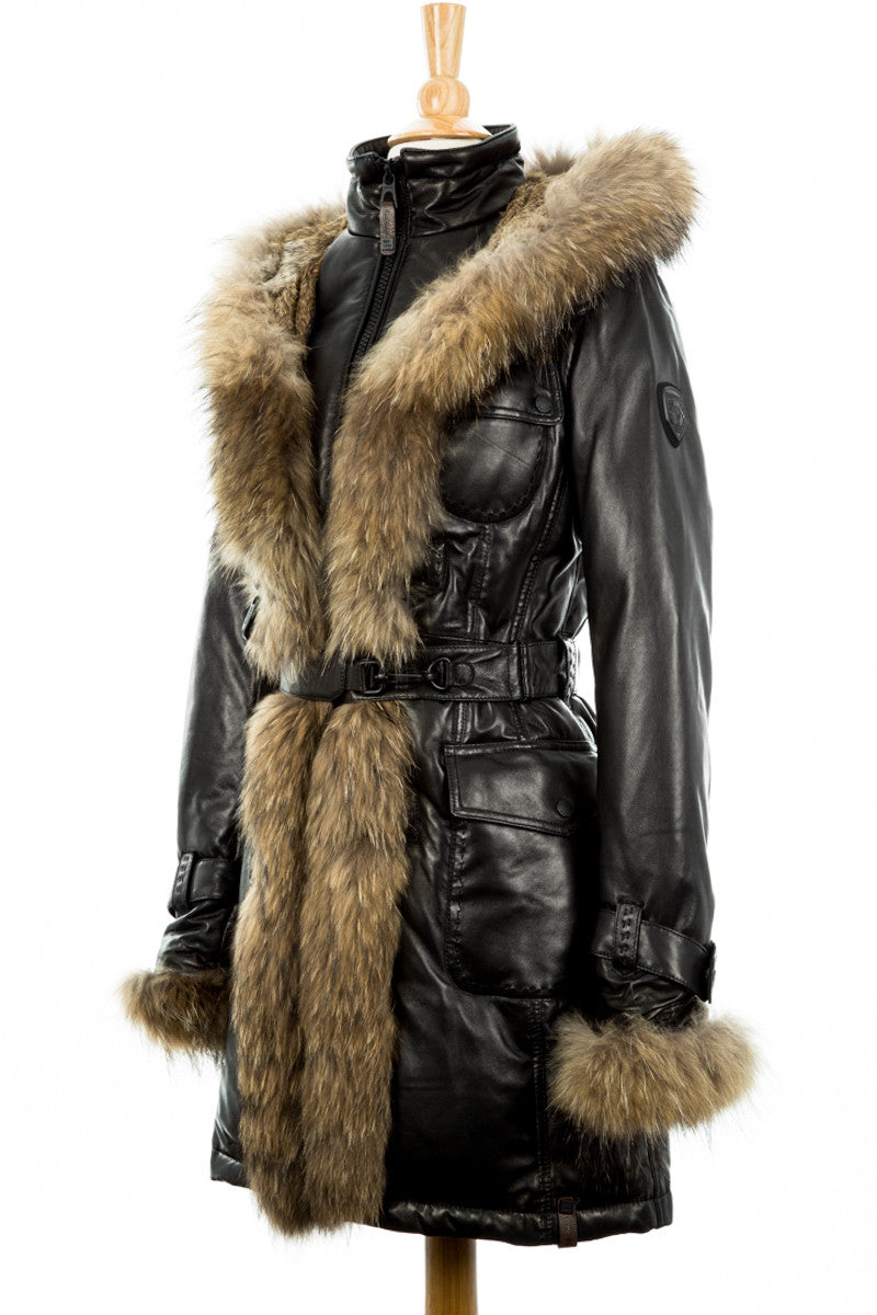Rita Down Coat With Fur Hood - Dejavu NYC