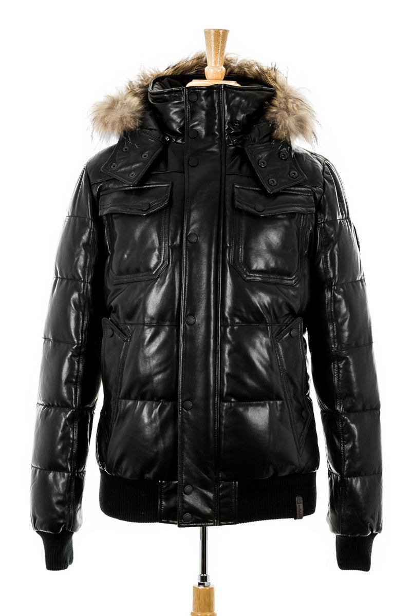 Viper Leather Bomber Jacket With Fur Trim - Dejavu NYC