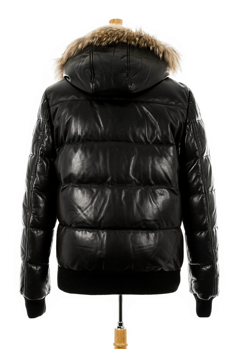 Viper Leather Bomber Jacket With Fur Trim - Dejavu NYC