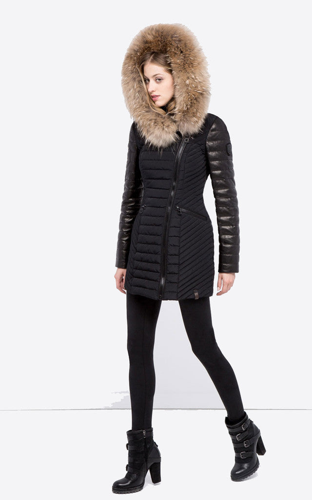 Connington Leather Sleeved Jacket with Fur Trim - Dejavu NYC