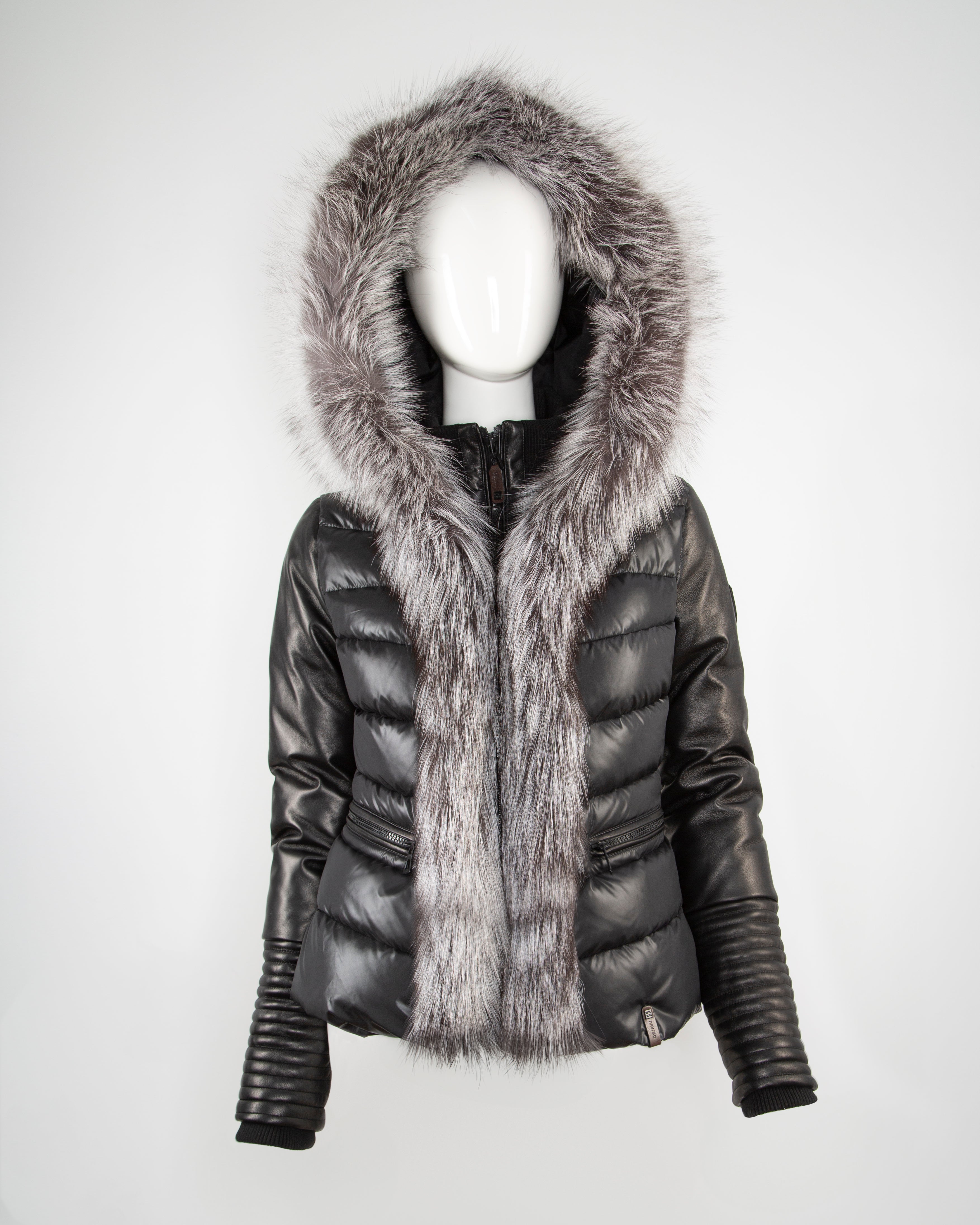 Maria Down Jacket With Fur Trim Coat Jacket Dejavu NYC