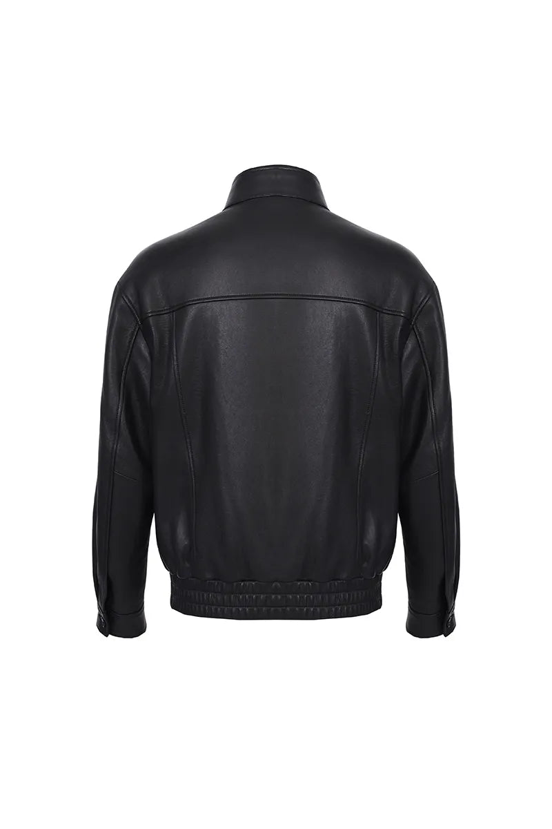 The Bowery custom leather jacket back view