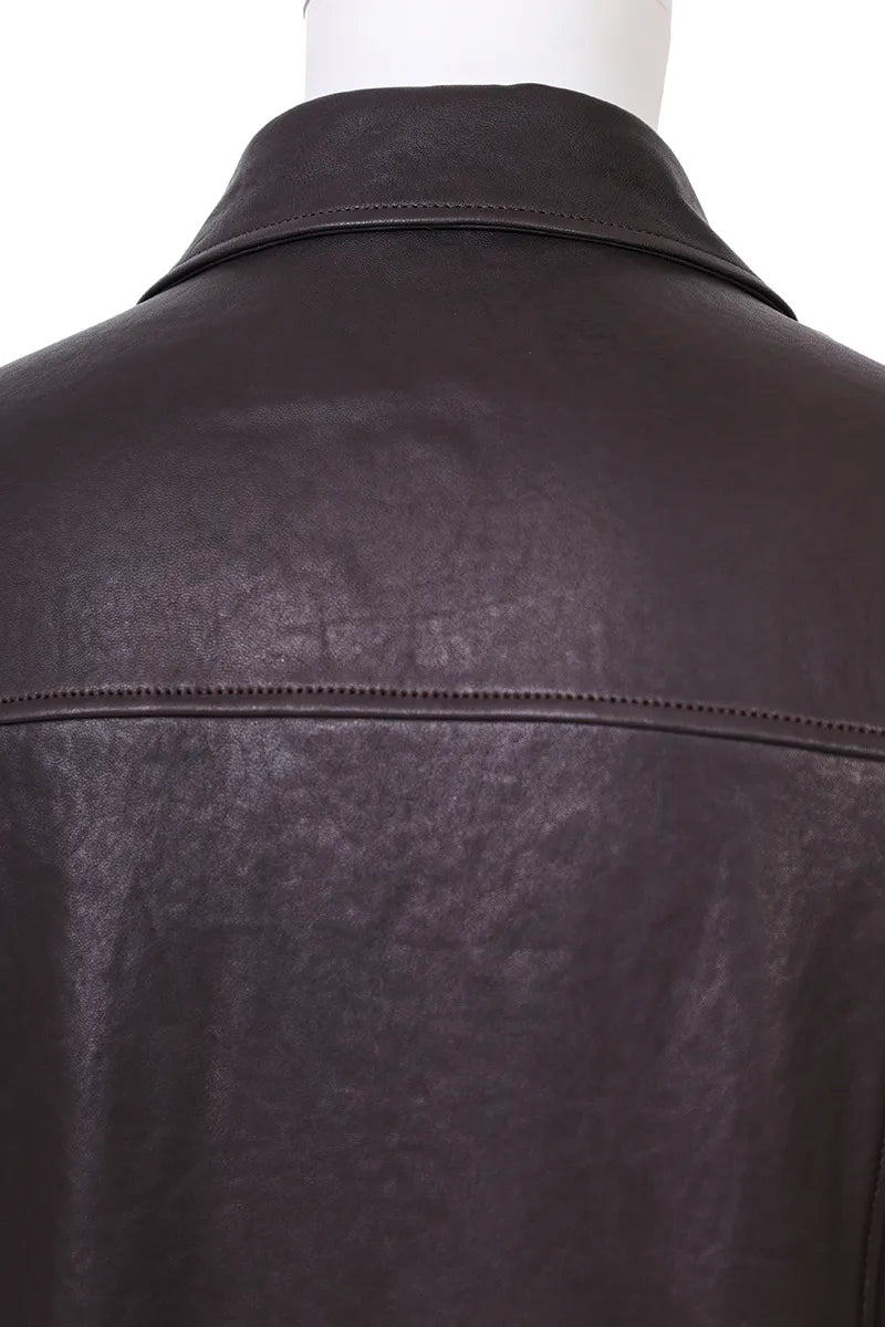 The Prince leather jacket back collar detail