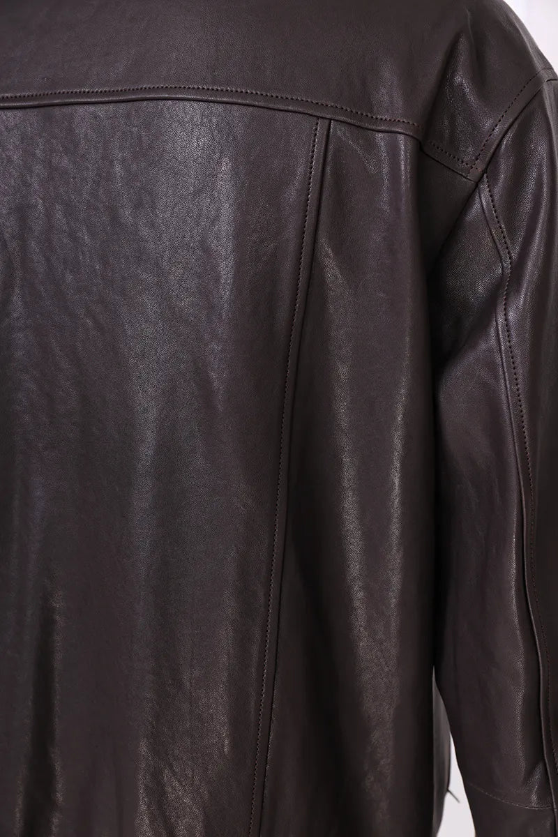 The Prince leather jacket back seam detail
