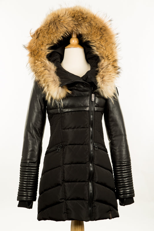 SILVIA Leather Sleeved Down Parka