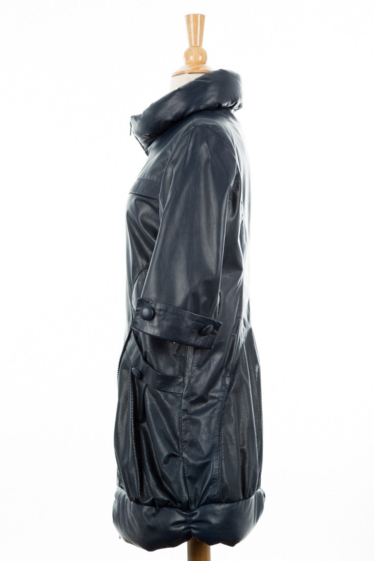 Kai Leather Princess-Neck Long Moto Jacket - Dejavu NYC
