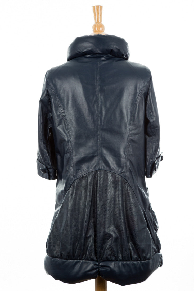Kai Leather Princess-Neck Long Moto Jacket - Dejavu NYC