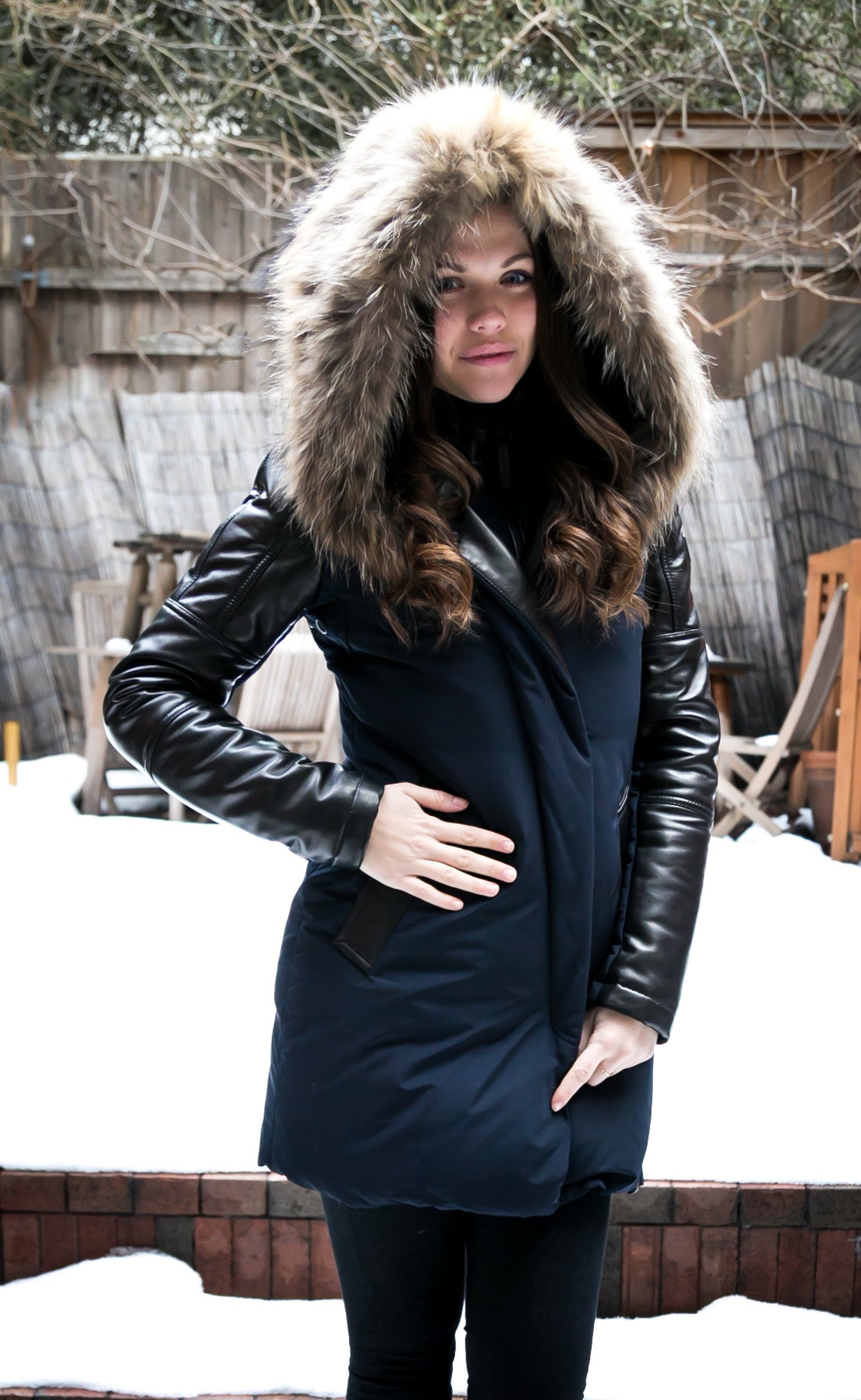 Anouk Leather Sleeved Down Parka