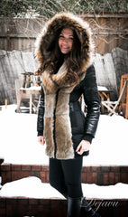 Arly Leather Sleeved Parka With Fur Trim - Dejavu NYC