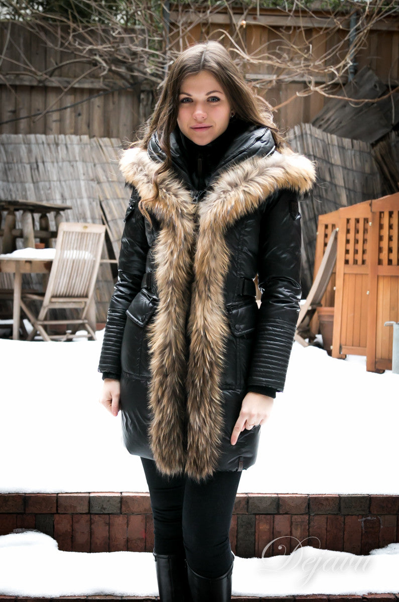 Fur trim hot sale down coat