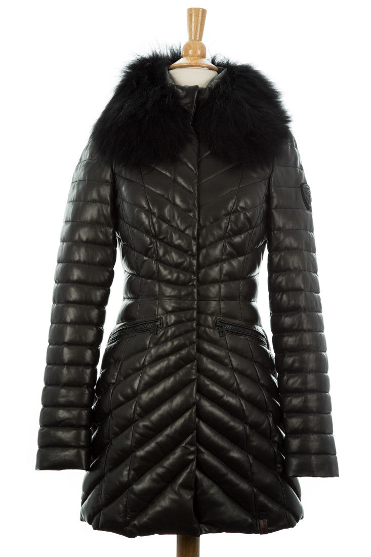 Iris Quilted Leather Puffer Coat - Dejavu NYC