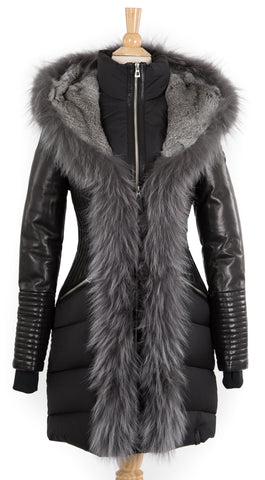 Jenny Leather Parka With Fur Trim