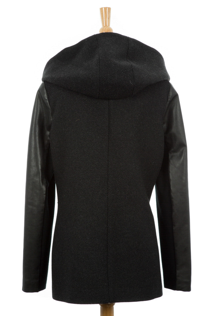 Mackage wool coat with cheap leather sleeves