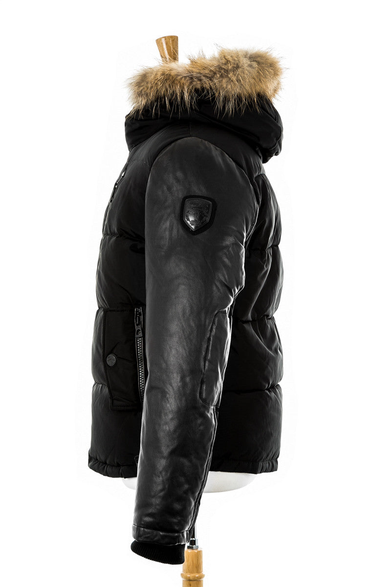 McQueen Leather Sleeved Bomber With Fur - Dejavu NYC