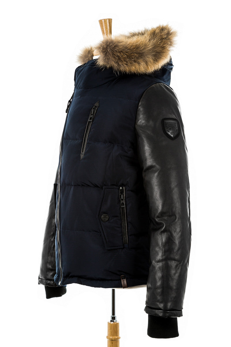McQueen Leather Sleeved Bomber With Fur - Dejavu NYC