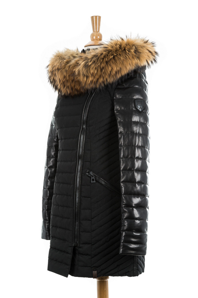 Connington Leather Sleeved Jacket with Fur Trim - Dejavu NYC