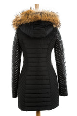 Connington Leather Sleeved Jacket with Fur Trim - Dejavu NYC