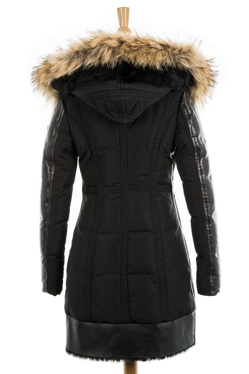 Colatina Leather Sleeved Parka With Fur Trim - Dejavu NYC