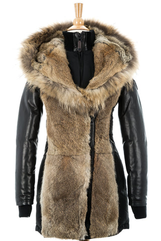 Jenny Leather Parka With Fur Trim