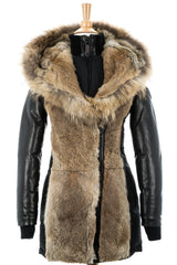 Arly Leather Sleeved Parka With Fur Trim - Dejavu NYC