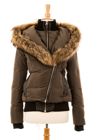 Jenny Leather Parka With Fur Trim