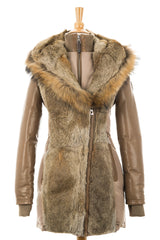 Arly Leather Sleeved Parka With Fur Trim - Dejavu NYC