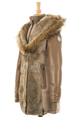 Arly Leather Sleeved Parka With Fur Trim - Dejavu NYC