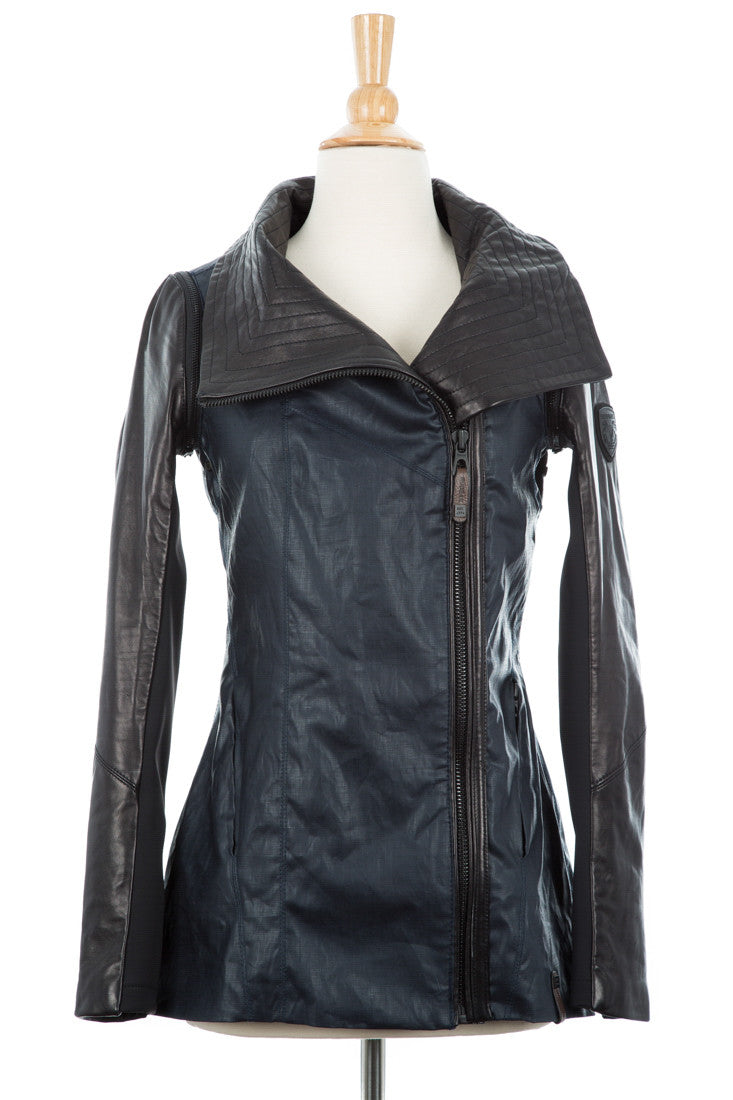 Tia Leather & Waxed Linen Convertable Jacket - Dejavu NYC