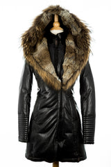 Adelyna Leather Coat With Fur Trim - Dejavu NYC