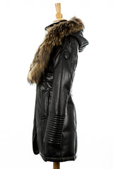 Adelyna Leather Coat With Fur Trim - Dejavu NYC