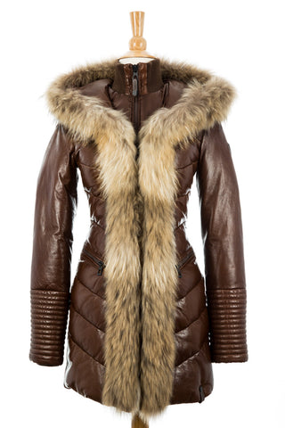 Jenny Leather Parka With Fur Trim