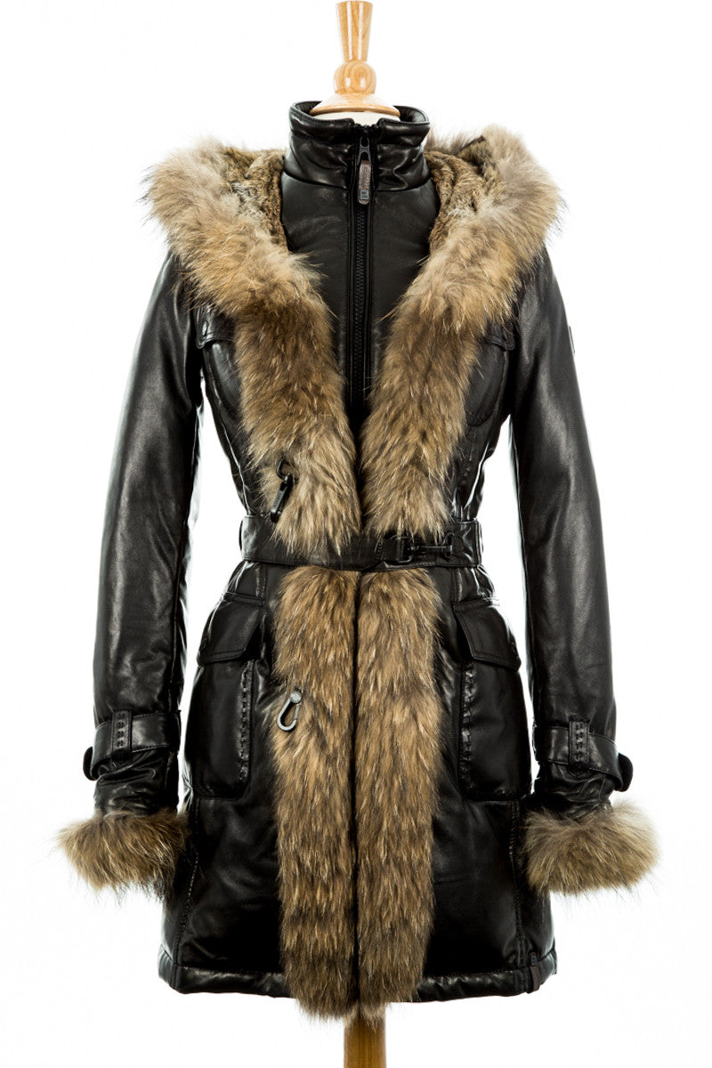 Rita Down Coat With Fur Hood - Dejavu NYC